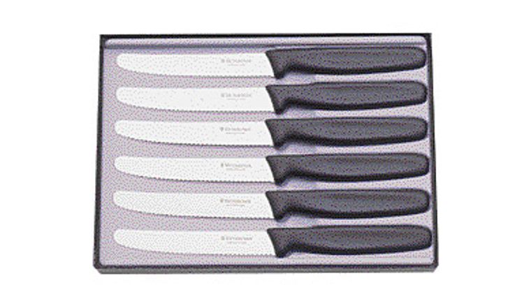 Swiss Classic 6-Piece 4.5 Round Tip Serrated Steak Knife Set by Victorinox