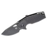 Fox FX-526 GG10 Jesper Voxnaes Suru Flipper Knife 2.32 inch N690 Black Stonewashed Blade, Golf Ball Pattern G10 and Aluminum Frame - KnifeCenter Exclusive