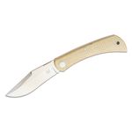 Fox FX-582 MI Libar Slipjoint Folding Knife 2.75 inch M390 Satin Plain Blade, Coyote Micarta Handles, Black Leather Pouch