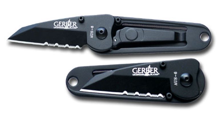 Gerber Ridge Black Combo Edge Blade Money Clip or Key Ring Knife