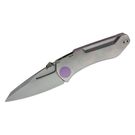 Jake Hoback Summit Folding Knife 4.375 inch M390 Stonewashed Blade, Stonewashed Milled Titanium Handles, Purple Accents