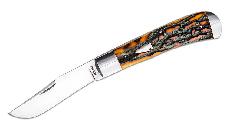 Bobby House Custom Trapper Slipjoint Folding Knife 3.25 CPM-154 Hand  Rubbed Clip Point Blade, Mahogany Sanbar Stag Handles with Stainless  Bolsters, File Worked Liners - KnifeCenter