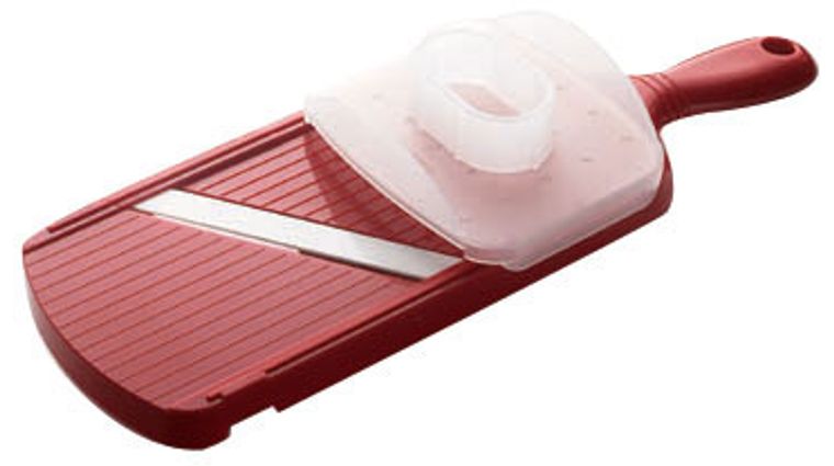Kyocera Advanced Ceramic Adjustable Mandoline Vegetable Slicer w/  Handguard-Red 