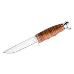 KA-BAR 1234 Game Hook 3.25 Blade with Gut Hook, Stacked Leather Handles,  Leather Sheath - KnifeCenter