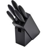 Kershaw 6 Piece Block Set, Black Polypropylene Handles, Wooden Block