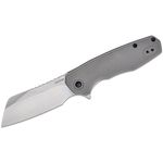 Kershaw 1414 Wharf Assisted Liner Lock Flipper Knife 2.8 inch Stonewashed Cleaver Blade, Silver Glass-Filled Nylon Handles, Reversible Clip