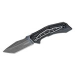 Kershaw Starter Series 1376 Flatbed Assisted Flipper Knife 3.125 inch BlackWashed Tanto Blade, Black GFN Handles with BlackWash Steel Inlay