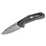 Kershaw 1385 Airlock Assisted Flipper Knife 3 inch Bead Blasted Drop Point Blade, Black GRN Handles
