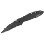 Kershaw 1660CKT Ken Onion Leek Assisted Flipper Knife 3 inch Black Plain Blade, Black Stainless Steel Handles