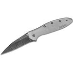 Kershaw 1660DAM Ken Onion Leek Assisted Flipper Knife 3 inch Damascus Plain Blade, Stainless Steel Handles