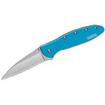 Kershaw 1660TEAL Ken Onion Leek Assisted Flipper Knife 3 inch Bead Blast Plain Blade, Teal Aluminum Handles