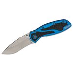 Kershaw 1670NBSW Blur Folding Knife Assisted Folding Knife 3.4 inch Stonewash Plain Blade, Blue Aluminum Handles