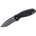 Kershaw 1670BW Blur by Ken Onion Assisted Folding Knife 3-3/8 inch Blackwash Plain Blade, Black Aluminum Handles
