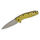 Kershaw 1812OLCB Dividend Assisted Flipper Knife 3 inch N690 and CPM-D2 Composite Bead Blasted Plain Blade, Olive Aluminum Handles