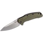 Kershaw 1776OLSW Link Assisted Flipper Knife 3.25 inch CPM-MagnaCut Stonewashed Plain Blade, Olive Aluminum Handles