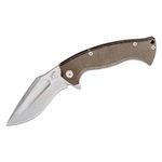 Knight Elements V2 Ultra Kukri Flipper Knife 4.4 inch N690 Stonewashed Kukri Blade, Green Canvas Micarta and Titanium Handle