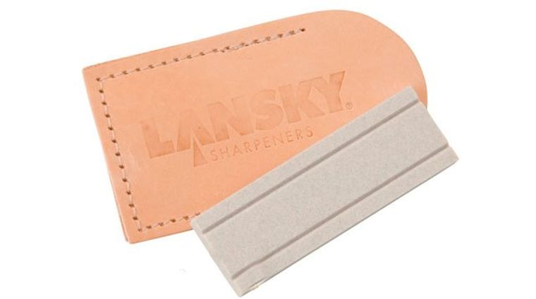 Lansky Diamond Pocket Stone 3" Fine Grit Diamond Sharpener with Leather Pouch