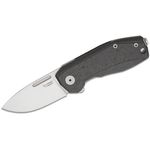 LionSteel NA01 CF Nano Frame Lock Flipper Knife 2.56 inch CPM-MagnaCut Satin Drop Point Blade, Carbon Fiber and Gray Titanium Handles