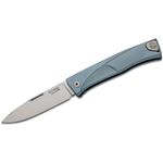 LionSteel Thrill Integral Slipjoint Folding Knife 3.15 inch M390 Satin Blade, Blue Titanium Handle, HWAYL Pocket Clip System