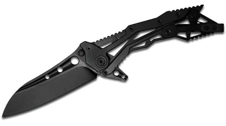 Quartermaster QTR-12lt General Lee 2 Flipper 3.55 inch S35VN Limo Tint Black Sheepsfoot Blade, Milled Titanium Handles