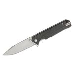 QSP Knives Mamba V2 Flipper Knife 3.5 inch D2 Satin Clip Point Blade, Black Linen Micarta Handles