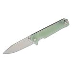 QSP Knives Mamba V2 Flipper Knife 3.5 inch D2 Satin Clip Point Blade, Natural (Jade) G10 Handles