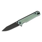 QSP Knives Mamba V2 Flipper Knife 3.5 inch D2 Black Stonewashed Clip Point Blade, Natural (Jade) G10 Handles