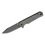 QSP Knives Mamba V2 Flipper Knife 3.5 inch D2 Black Stonewashed Clip Point Blade, Black Micarta Handles