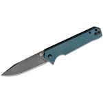 QSP Knives Mamba V2 Flipper Knife 3.5 inch D2 Black Stonewashed Clip Point Blade, Blue Micarta Handles