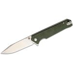 QSP Knives Mamba V2 Flipper Knife 3.5 inch D2 Satin Clip Point Blade, Green Micarta Handles