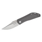 Real Steel Knives Ventus Slipjoint Folding Knife 3.03 inch N690 Sandblasted Clip Point Blade, Blasted Titanium Handles