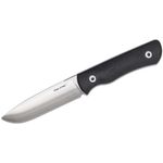 Real Steel Knives Bushcraft Plus Fixed Blade Knife 4.53 inch Convex Grind Böhler K110 (D2) Satin Drop Point, Black G10 Handles, Nylon & Kydex Sheath
