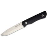 Real Steel Knives Bushcraft Plus Fixed Blade Knife 4.5 inch Böhler K110 (D2) Scandi Drop Point Blade, Black G10 Handles, Nylon Sheath