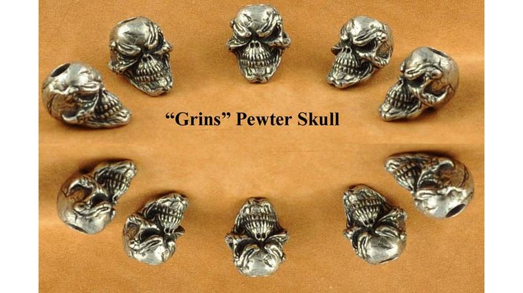 Schmuckatelli Pewter Grins Skull Bead - KnifeCenter - GP - Discontinued