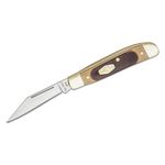 Schrade 12OT Old Timer Pal Pocket Knife 2.75 inch Closed, Brown Sawcut Delrin Handles with Nickel Bolsters