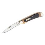 Schrade 194OT Old Timer Gunstock Trapper Lockblade 3.875 inch Closed, Brown Sawcut Delrin Handles with Nickel Silver Bolsters