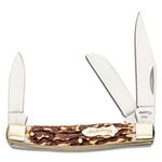 Uncle Henry 185UH Gut Hook Knife 4.25 Inch Fixed Blade Full Tang Staglon  Handle