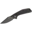 Sencut Knives SA02C Actium Flipper Knife 3.46 inch D2 Black Stonewashed Drop Point Blade, Black G10 Handles