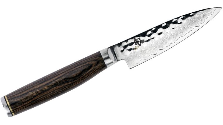Shun TDM0700 Premier Paring Knife 4 inch Hammered Blade, PakkaWood Handle