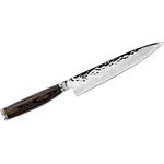 Shun TDM0722 Premier Serrated Utility Knife 6.5 inch Hammered Blade, PakkaWood Handle