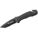 Smith & Wesson Extreme Ops First Response Rescue Folding Knife 3.3 inch Black Tanto Combo Blade, Rubber Coated Aluminum Handles
