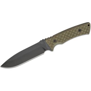 Spartan Blades Professional Grade Damysus Fixed Blade Knife 5.5 inch 1095 Black Powder Coated Blade, Green Micarta Handles, Black Injection Molded Sheath