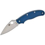 Spyderco UK Penknife Slipjoint Folding Knife 2.95 inch CPM-SPY27 Leaf-Shaped Satin Plain Blade, Cobalt Blue G10 Handles