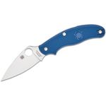 Spyderco UK Penknife Folding Knife 2.95 inch CPM-SPY27 Leaf-Shaped Satin Plain Blade, Cobalt Blue FRN Handles