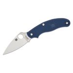 Spyderco UK Penknife Folding Knife 3 inch Satin S110V Plain Leaf-Shaped Blade, Dark Blue FRN Handles