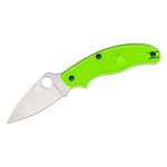 Spyderco UK Penknife Salt Folding Knife 3 inch LC200N Leaf Shaped Plain Blade, Green FRN Handles