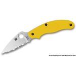 Spyderco UK Penknife Salt Folding Knife 2.93 inch CPM-MagnaCut Leaf Shaped Serrated Blade, Yellow FRN Handles