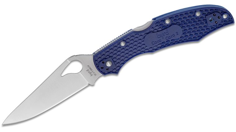 Spyderco Byrd BY03PBL2 Cara Cara 2 Folding Knife 3.75 inch Plain Flat-Ground Blade, Blue FRN Handles