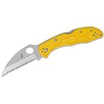 Spyderco Fish Hunter Salt Fixed 4.39 H1 Satin Serrated Blade, Yellow FRN  Handles, Polymer Sheath Model FB40SYL - KnifeCenter - FB40SYL - Discontinued