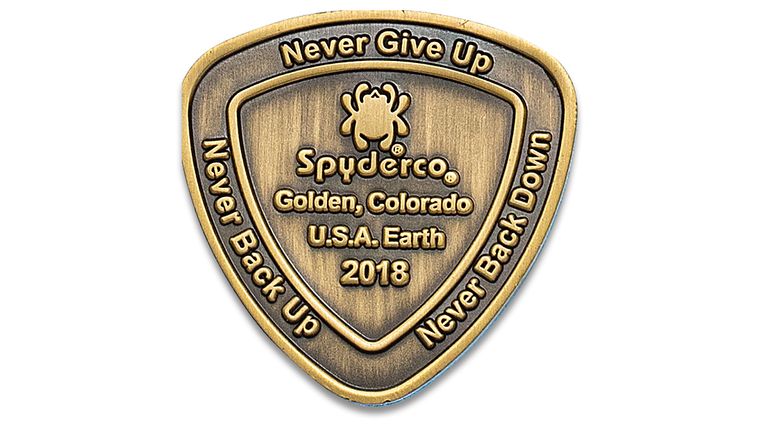 Dealer Spyderco SpyderCoin 2018 Challenge Coin COIN2018 Antique Bronze Finish 